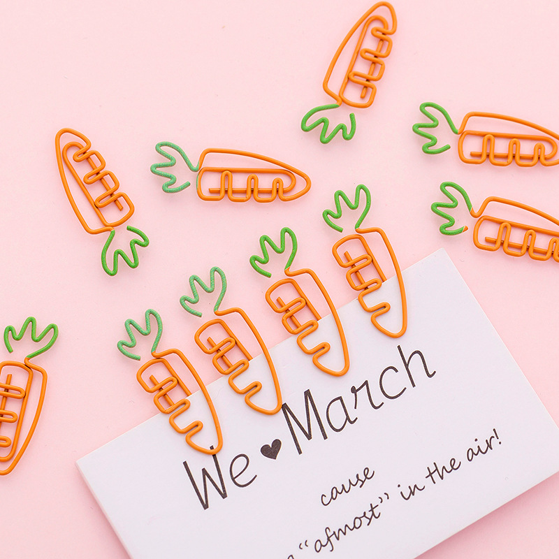 5 pcs/lot Creative Kawaii Carrot Shaped Metal Paper Clip Bookmark - Image 3