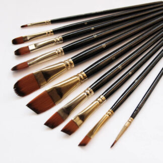Paint Brush Set High Quality Nylon Hair Wood Black Handle