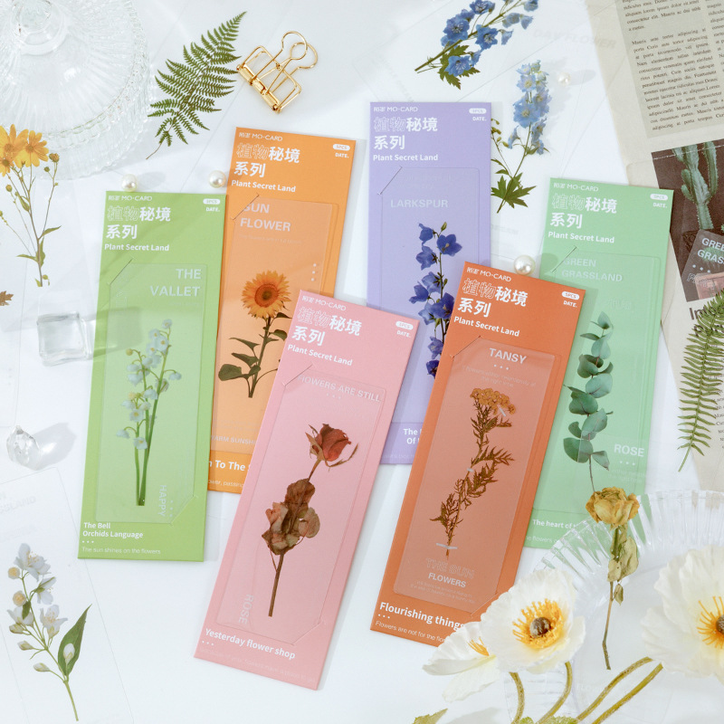 5pcs Vintage Plants Flowers Translucent Bookmarks - Image 2
