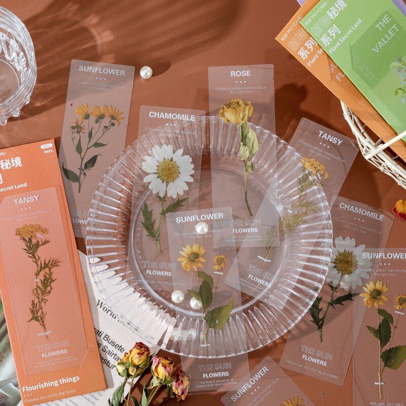 5pcs Vintage Plants Flowers Translucent Bookmarks - Image 3