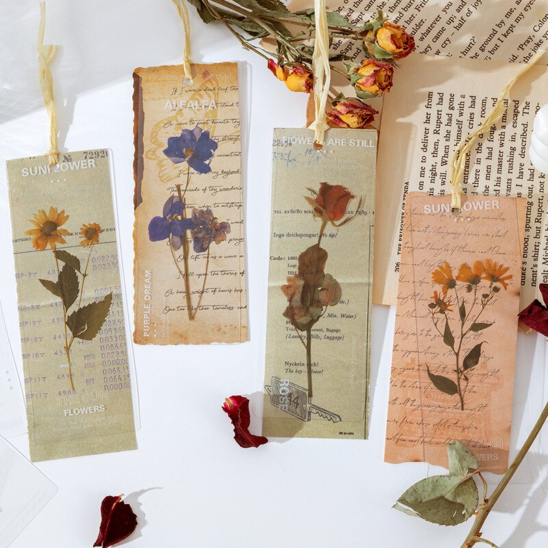 5pcs Vintage Plants Flowers Translucent Bookmarks