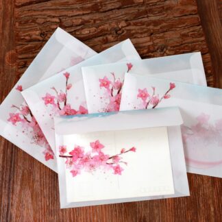 5pcs Vintage Translucent Peach Blossom Pattern Envelope
