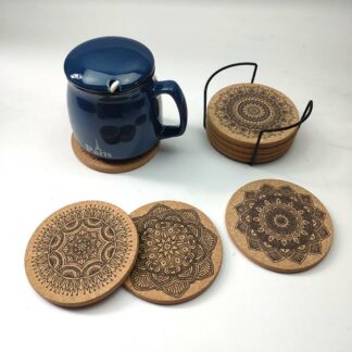 6Pcs/1Set Nordic Mandala Round Wooden Coasters