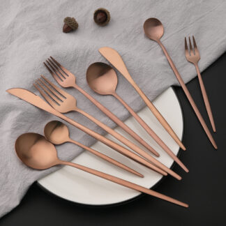 6Pcs Matte Rose Gold Cutlery Set