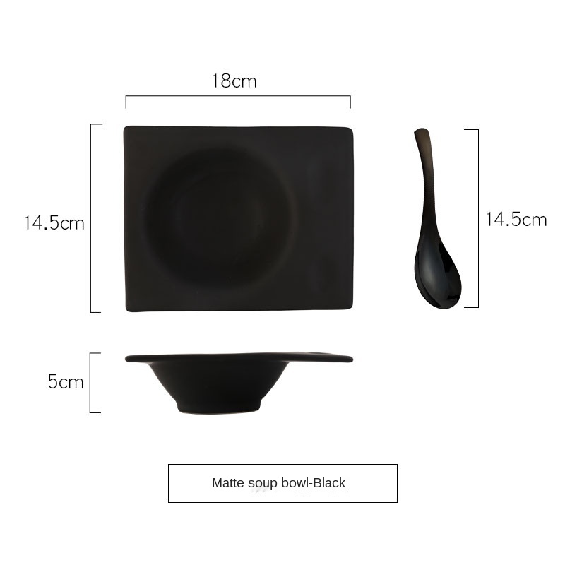 7 Inch Art Ceramic White Plate Bowl With Spoon - Image 3