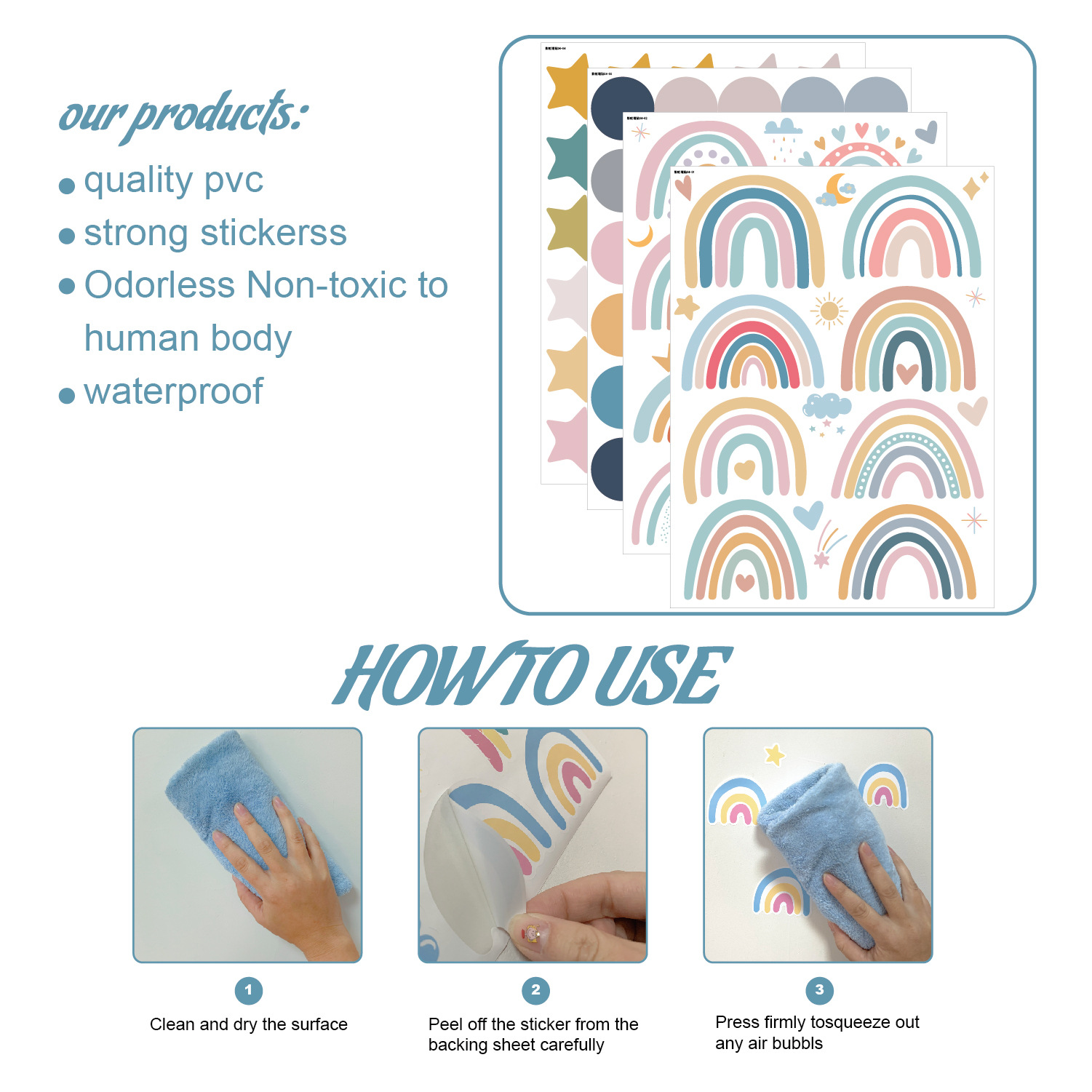 76pcs Rainbow Wall Stickers Decals Nursery Decor - Image 6