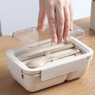 850ml Wheat Straw Lunch Box with Chopsticks Spoon