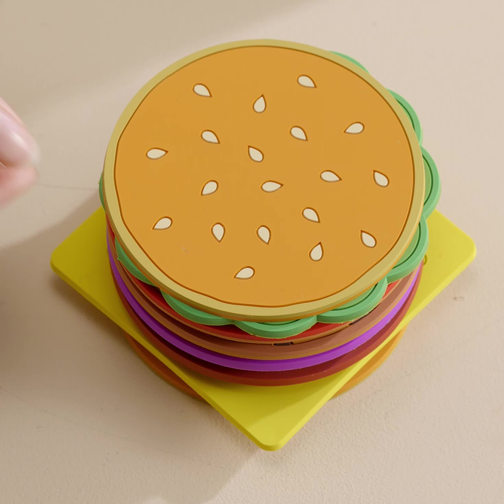 8pcs Cute Burger Cup Pad Slip Cup Coaster - Image 5