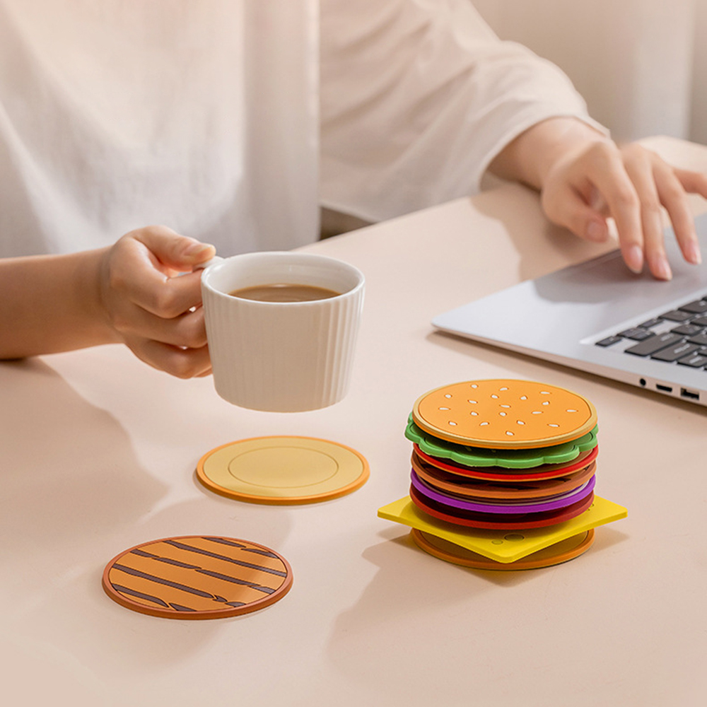 8pcs Cute Burger Cup Pad Slip Cup Coaster - Image 6