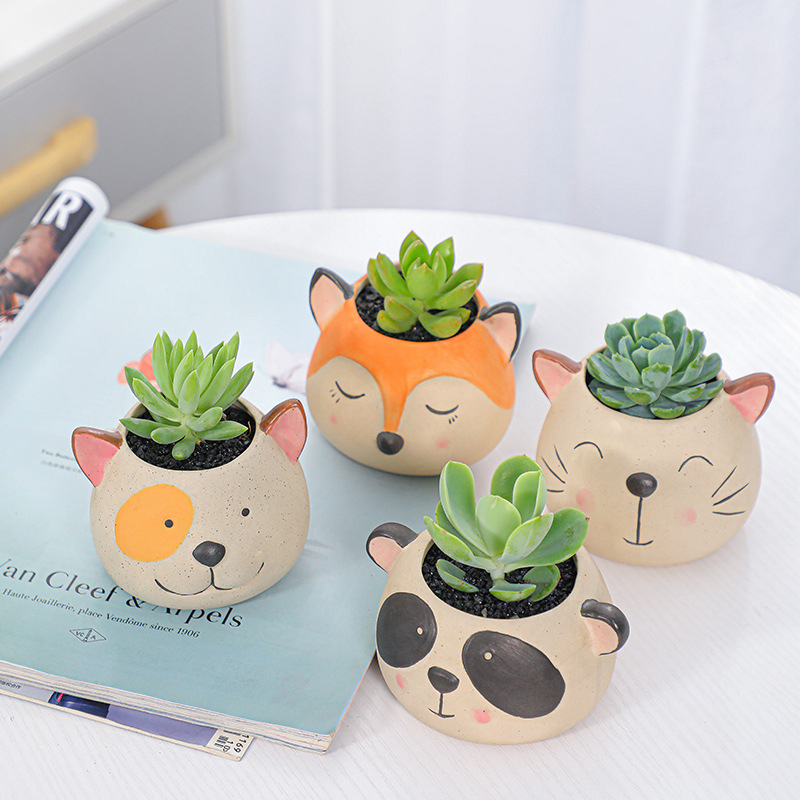 Antique Matte Ceramic Mini Panda Flower Pot - Image 5