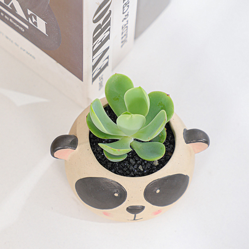 Antique Matte Ceramic Mini Panda Flower Pot - Image 2