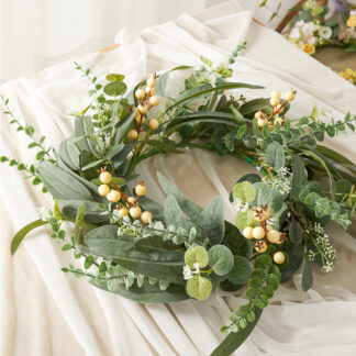 Artificial Rose Flower Lavender Eucalyptus Wreath