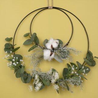 Artificial Silk Flowers Metal Ring Wreath