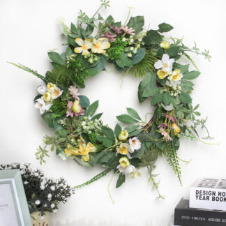 Artificial Wreath Outside Spring Silk Flowers