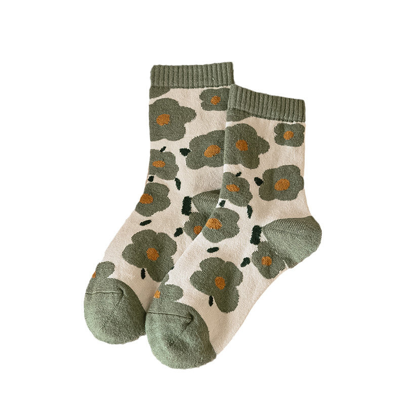 Autumn Winter Women Green Socks - Image 4
