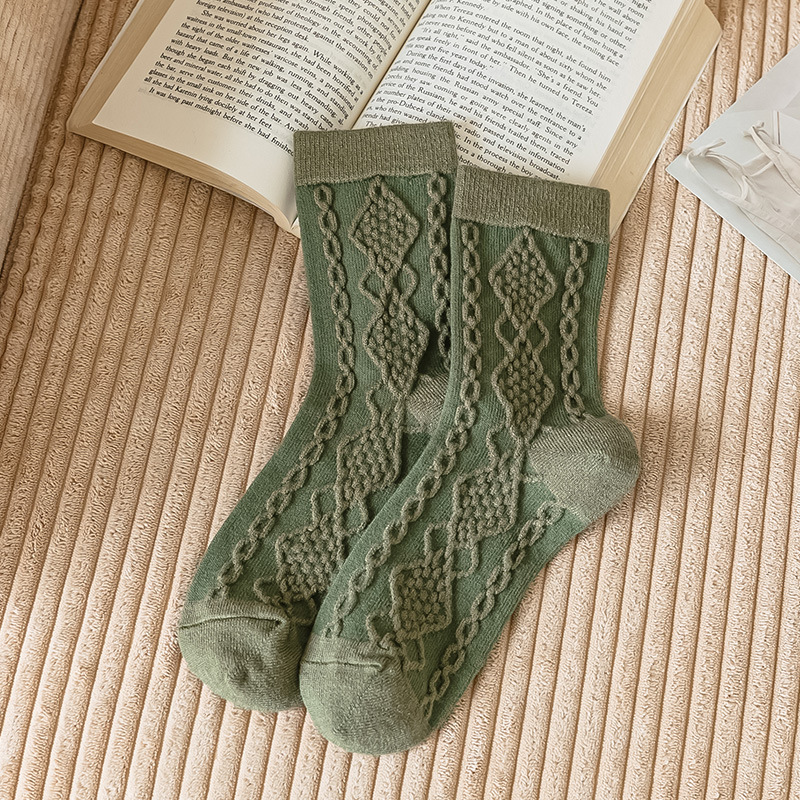 Autumn Winter Women Green Socks - Image 6