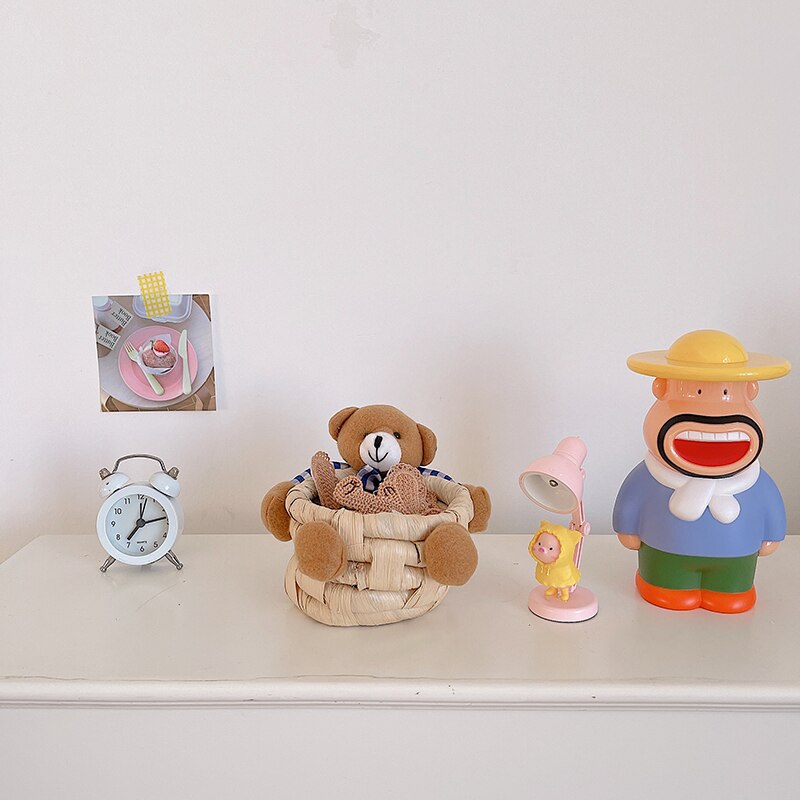 Desktop Small Object Fine Woven Straw Storage Basket - Image 4