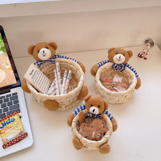 Desktop Small Object Fine Woven Straw Storage Basket