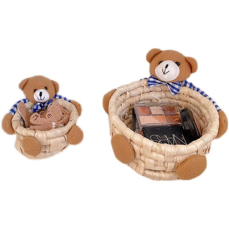 Desktop Small Object Fine Woven Straw Storage Basket - Image 5