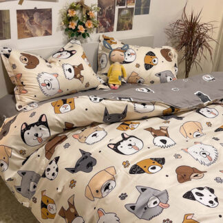 Cartoon Dog Design Duvet Cover, Double Size