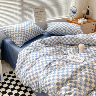 Blue Plaid Nordic Duvet Cover, Single Size
