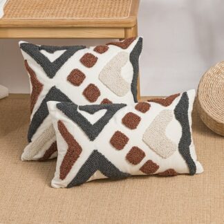 Boho Loop Tufte Cushion Cover Geometric Embroidery