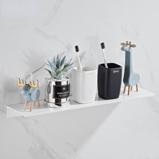 Brushed White 60cm Modern Bathroom Shelves