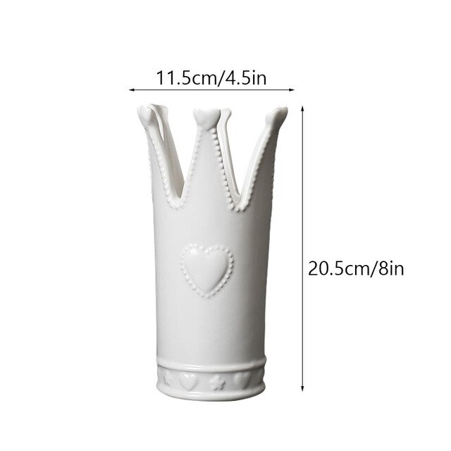 Ceramic Crown Vase Centerpieces, White - Image 3