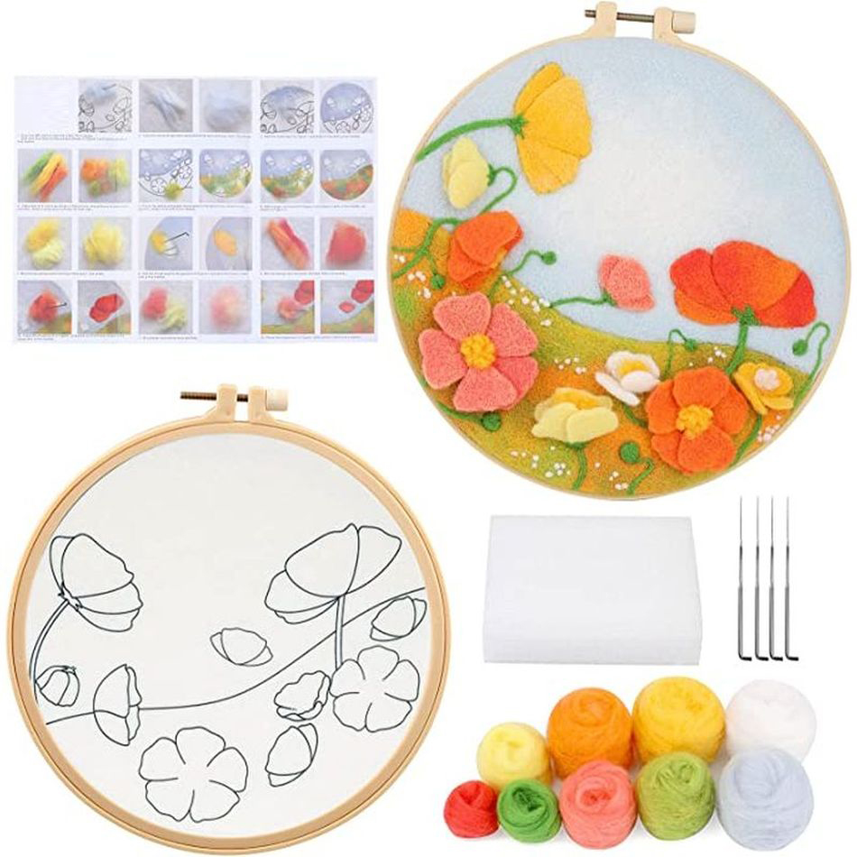 Flower Felt Painting Picture Handmade Wool Kits - Image 2