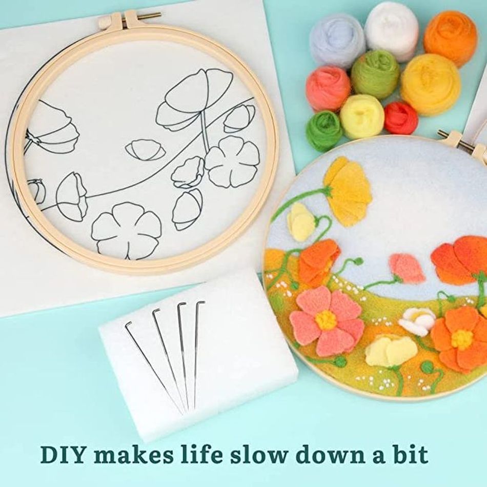 Flower Felt Painting Picture Handmade Wool Kits - Image 3