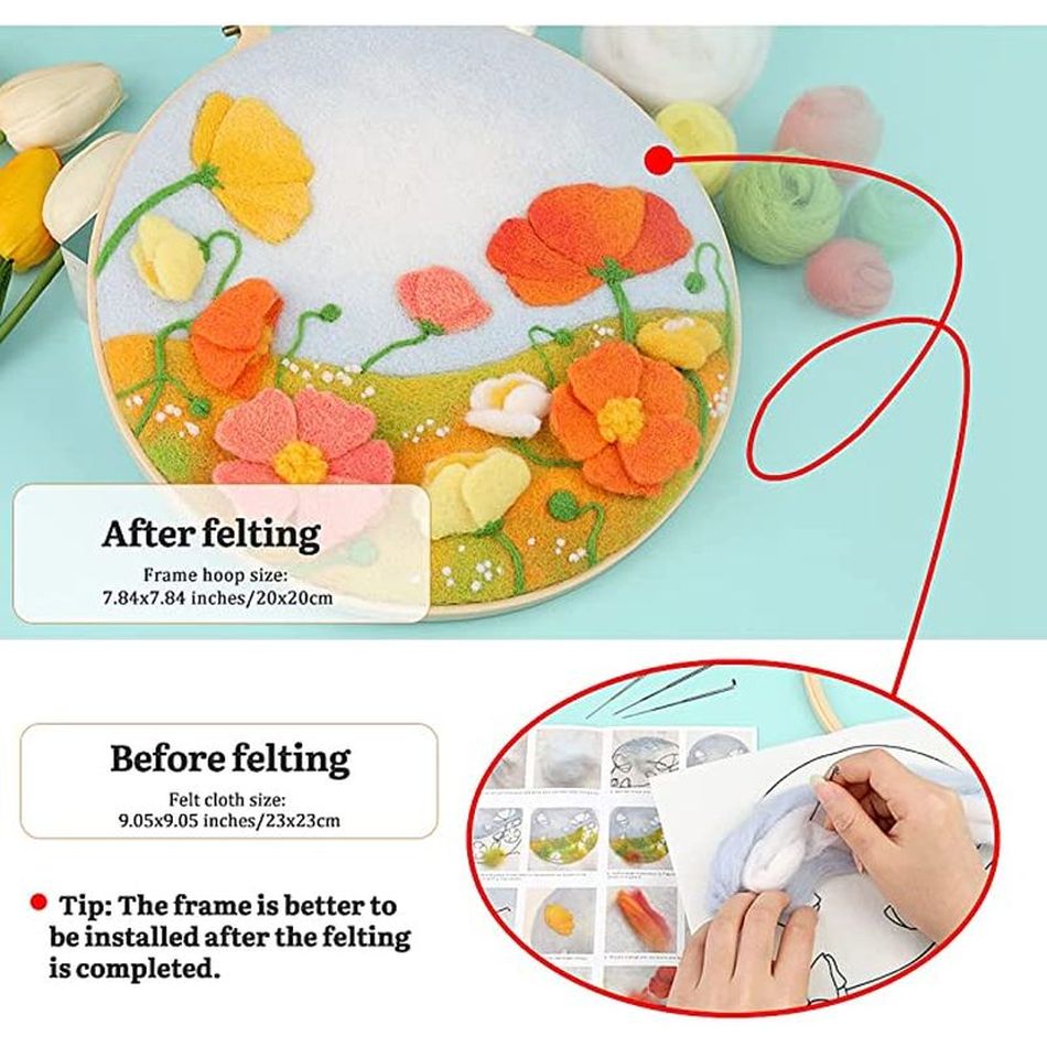 Flower Felt Painting Picture Handmade Wool Kits - Image 4