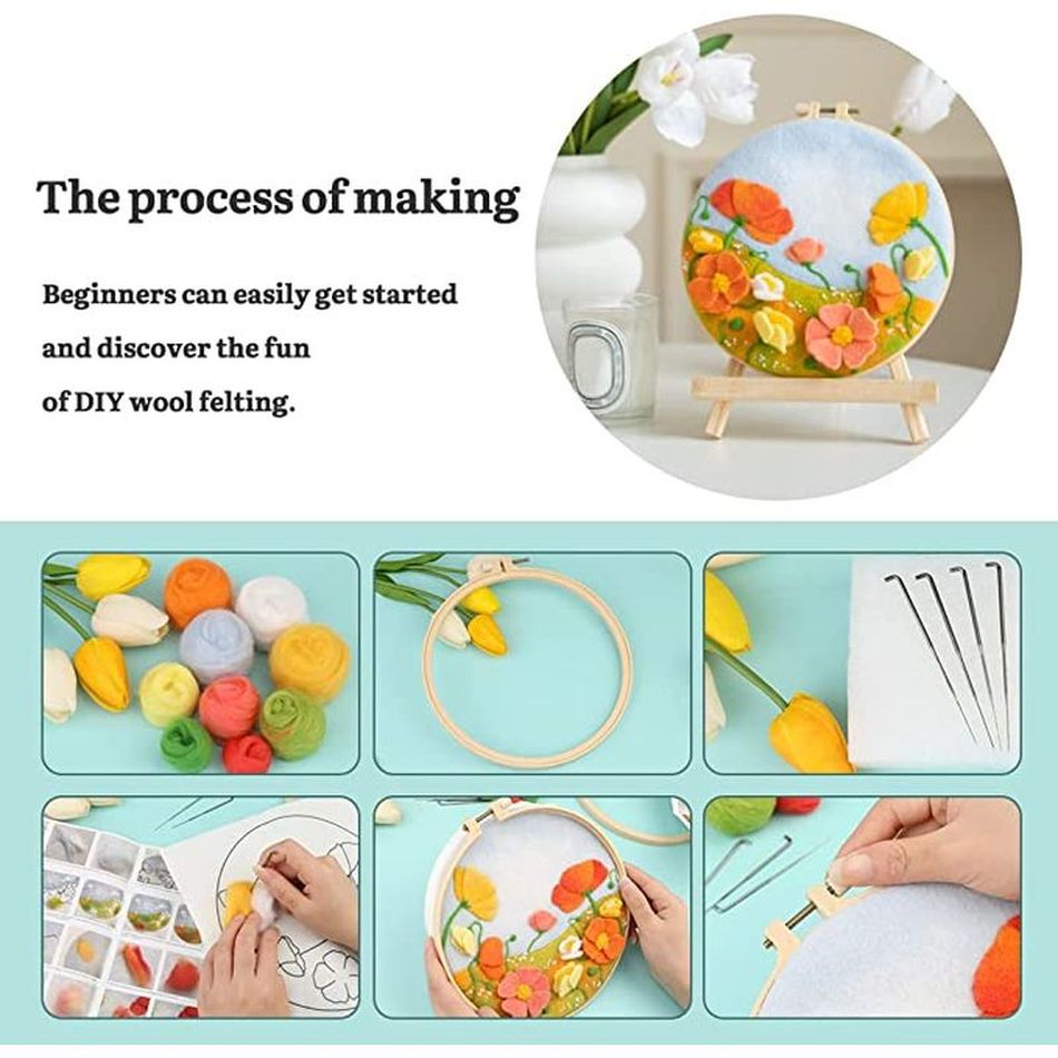 Flower Felt Painting Picture Handmade Wool Kits - Image 5