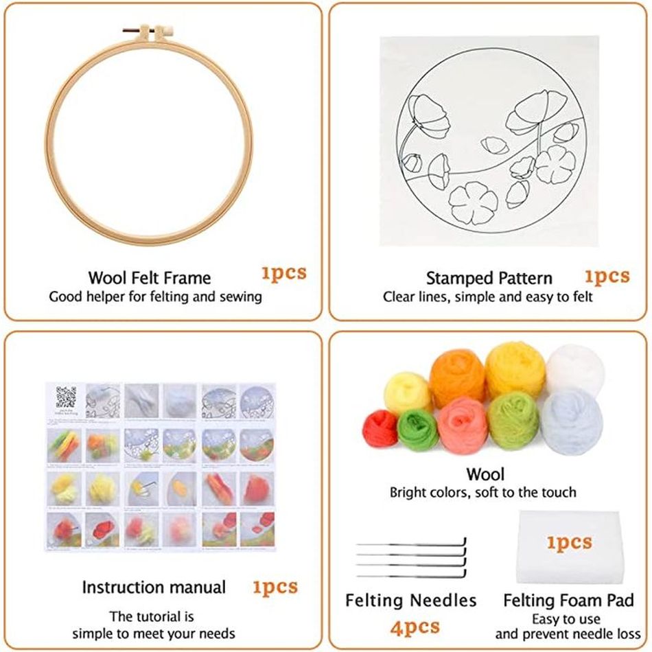 Flower Felt Painting Picture Handmade Wool Kits - Image 6