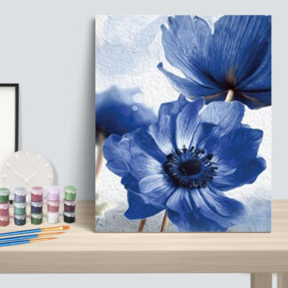 Blue Flower Painting By Number On Canvas