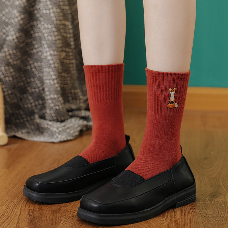 Embroidery Little Fox Women Socks, 5pair - Image 3