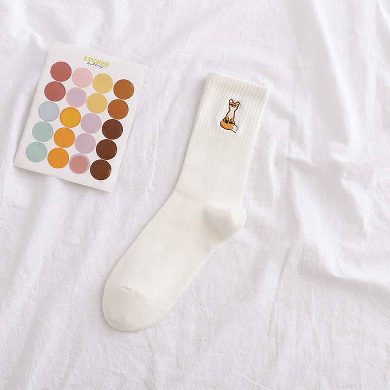 Embroidery Little Fox Women Socks, 5pair - Image 5