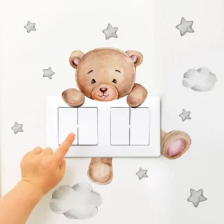 Cartoon Bear Star Switch Sticker For Kid Baby Room