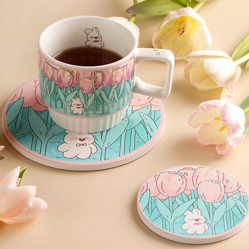 Cartoon Flower Rabbit Japanese Cute Mug Coasters