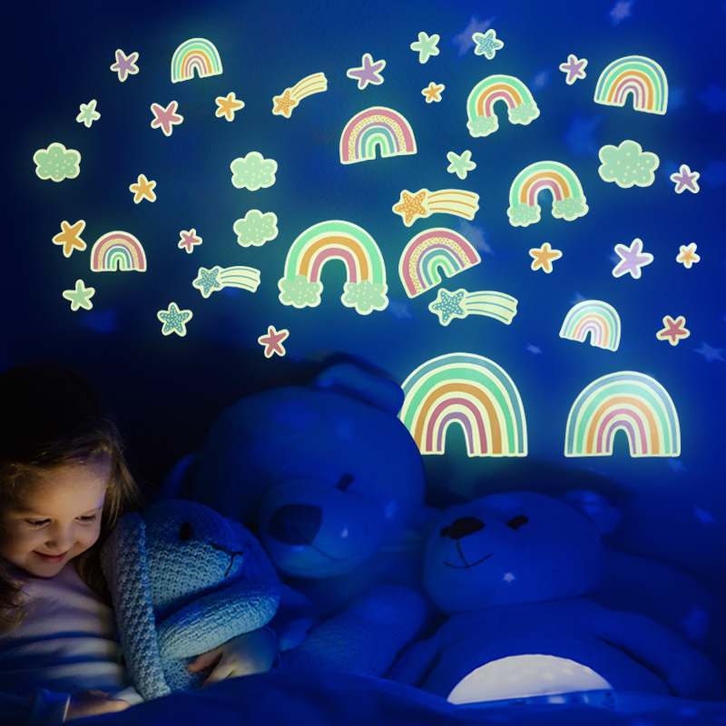 Cartoon Rainbow Cloud Luminous Wall Stickers For Baby Room Decor - Image 3