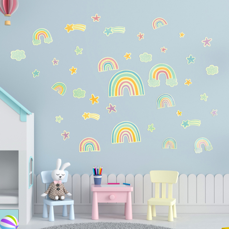 Cartoon Rainbow Cloud Luminous Wall Stickers For Baby Room Decor - Image 5