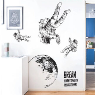 Cartoon Funny Astronaut Outer Space Wall Sticker Kindergarten Decoration