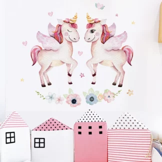 Cartoon Unicorn Wall Stickers for Kids Rooms