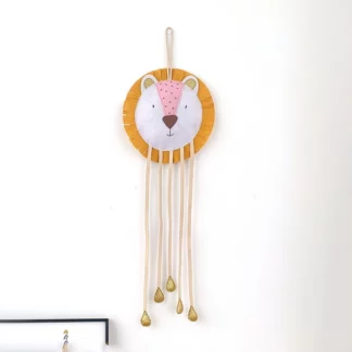 Fox Cartoon Wooden Beads String Wall Hanging, Yellow