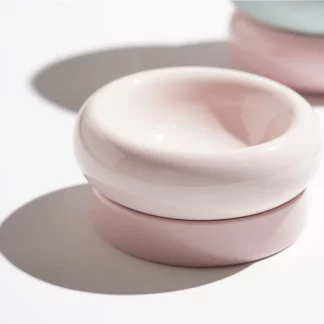 Cat 2 in 1 Food Water Ceramic Bowls Candy Color Pink