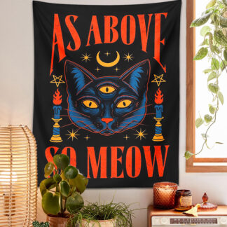 Cat Tarot Tapestry Witchcraft Wall Hanging