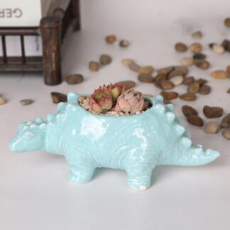 Ceramic Animal Flower Pot Cartoon Dinosaur Succulent Plant Flowerpot, Blue