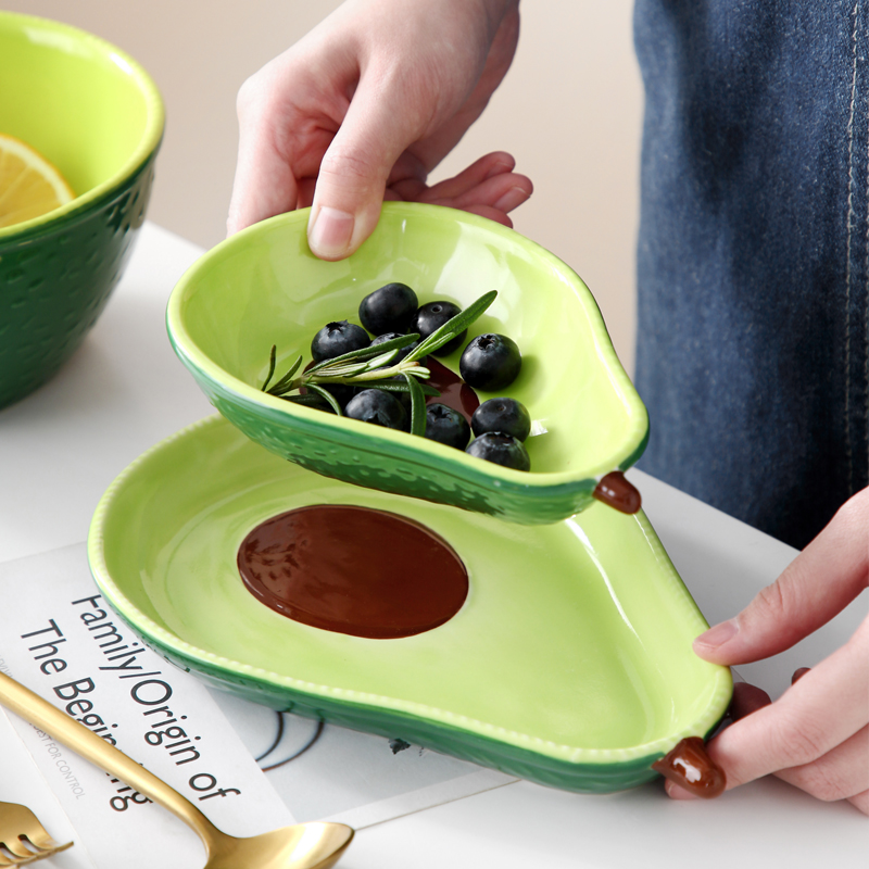 Avocado Ins Hand-Painted Creative Ceramic Bowls Set - Image 2