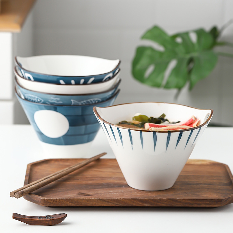 Ceramic Handpainted Japanese Style Noodle Bowl - Image 3