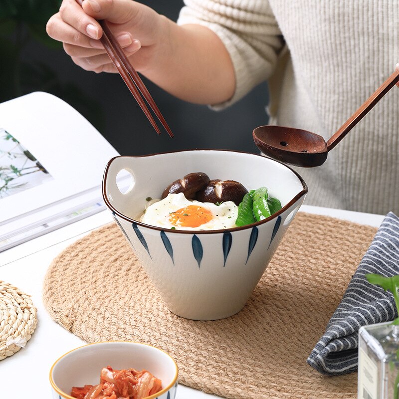 Ceramic Handpainted Japanese Style Noodle Bowl - Image 2