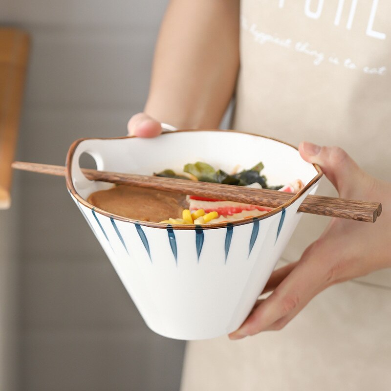 Ceramic Handpainted Japanese Style Noodle Bowl
